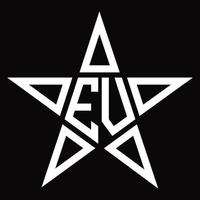 ev logo monogram met ster vorm ontwerp sjabloon vector
