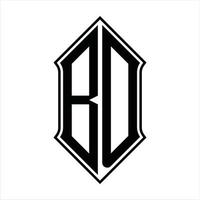 bd logo monogram met schildvorm en schets ontwerp sjabloon vector icoon abstract