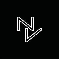 nv logo monogram met lijn stijl ontwerp sjabloon vector