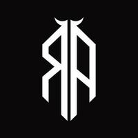 ra logo monogram met toeter vorm geïsoleerd zwart en wit ontwerp sjabloon vector