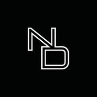 nd logo monogram met lijn stijl ontwerp sjabloon vector