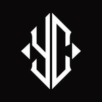 yc logo monogram met schild vorm geïsoleerd ontwerp sjabloon vector