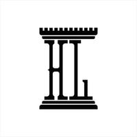 hl logo monogram met pijler vorm ontwerp sjabloon vector