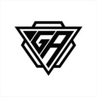 ga logo monogram met driehoek en zeshoek sjabloon vector