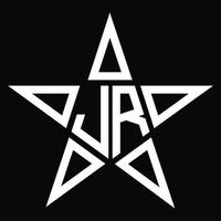 jr logo monogram met ster vorm ontwerp sjabloon vector