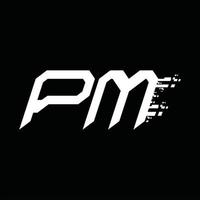 p.m logo monogram abstract snelheid technologie ontwerp sjabloon vector