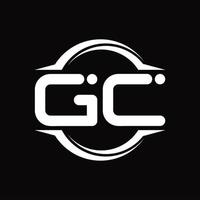 gc logo monogram met cirkel afgeronde plak vorm ontwerp sjabloon vector