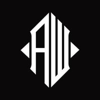 aw logo monogram met schild vorm geïsoleerd ontwerp sjabloon vector