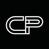 cp logo monogram met lijn stijl negatief ruimte vector