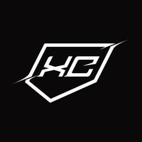 xc logo monogram brief met schild en plak stijl ontwerp vector