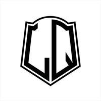 lq logo monogram met schild vorm schets ontwerp sjabloon vector