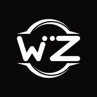 wz logo monogram met cirkel afgeronde plak vorm ontwerp sjabloon vector