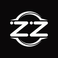 zz logo monogram met cirkel afgeronde plak vorm ontwerp sjabloon vector