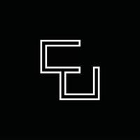 cu logo monogram met lijn stijl ontwerp sjabloon vector