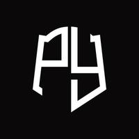 py logo monogram met schild vorm lint ontwerp sjabloon vector