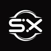 sx logo monogram met cirkel afgeronde plak vorm ontwerp sjabloon vector