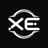 xe logo monogram met cirkel afgeronde plak vorm ontwerp sjabloon vector