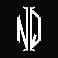 nq logo monogram met toeter vorm ontwerp sjabloon vector