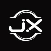 jx logo monogram met cirkel afgeronde plak vorm ontwerp sjabloon vector