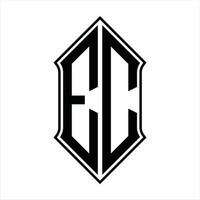 ec logo monogram met schildvorm en schets ontwerp sjabloon vector icoon abstract