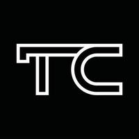 tc logo monogram met lijn stijl negatief ruimte vector