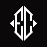 ec logo monogram met schild vorm geïsoleerd ontwerp sjabloon vector
