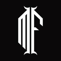 mf logo monogram met toeter vorm ontwerp sjabloon vector