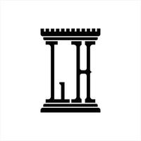 lh logo monogram met pijler vorm ontwerp sjabloon vector