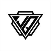 jq logo monogram met driehoek en zeshoek sjabloon vector