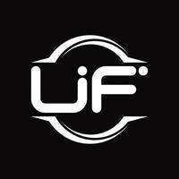 uf logo monogram met cirkel afgeronde plak vorm ontwerp sjabloon vector