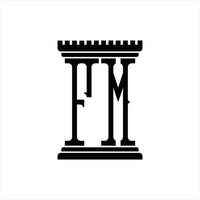 fm logo monogram met pijler vorm ontwerp sjabloon vector