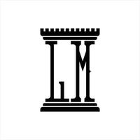 lm logo monogram met pijler vorm ontwerp sjabloon vector