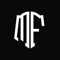 mf logo monogram met schild vorm lint ontwerp sjabloon vector