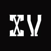 xv logo monogram met midden- plak ontwerp sjabloon vector