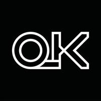 OK logo monogram met lijn stijl negatief ruimte vector