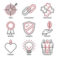 Bedrijf Core Value Icons vector