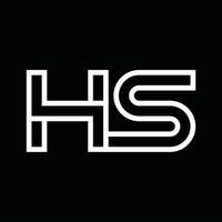 hs logo monogram met lijn stijl negatief ruimte vector