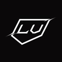 lv logo monogram brief met schild en plak stijl ontwerp vector