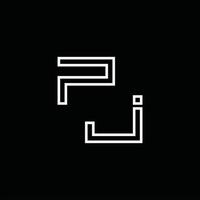 pj logo monogram met lijn stijl ontwerp sjabloon vector