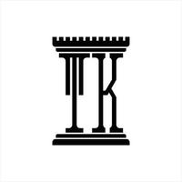 tk logo monogram met pijler vorm ontwerp sjabloon vector