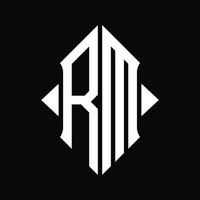 rm logo monogram met schild vorm geïsoleerd ontwerp sjabloon vector
