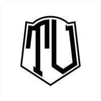 TV logo monogram met schild vorm schets ontwerp sjabloon vector