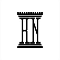 rn logo monogram met pijler vorm ontwerp sjabloon vector