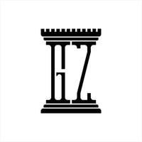 gz logo monogram met pijler vorm ontwerp sjabloon vector