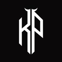 kp logo monogram met toeter vorm geïsoleerd zwart en wit ontwerp sjabloon vector