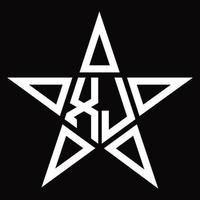 xj logo monogram met ster vorm ontwerp sjabloon vector