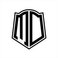 md logo monogram met schild vorm schets ontwerp sjabloon vector