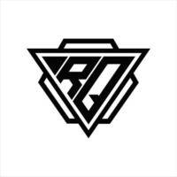 rq logo monogram met driehoek en zeshoek sjabloon vector