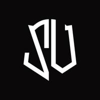 zv logo monogram met schild vorm lint ontwerp sjabloon vector
