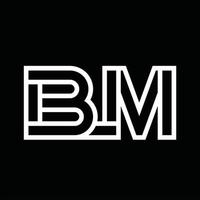 bm logo monogram met lijn stijl negatief ruimte vector